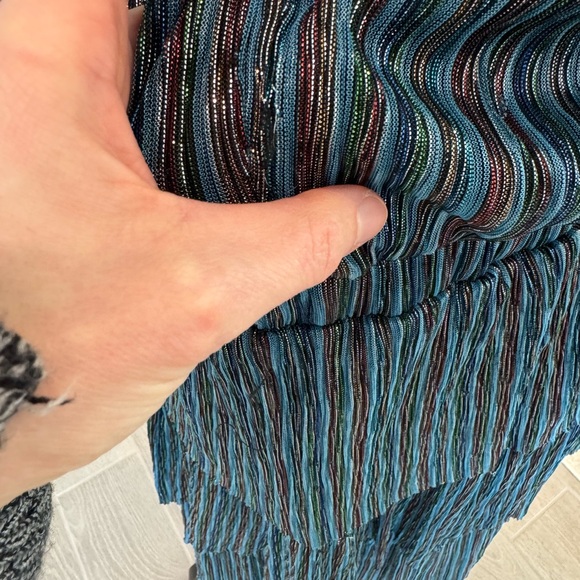 AQUA BLOOMINGDALE'S Blue Metallic Striped Tiered Dress Size XL NWT (FLAWED) - Picture 15 of 15